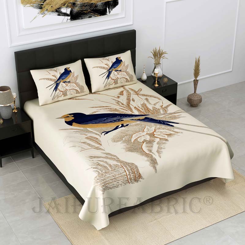 Big Bird Blue Pure Cotton Double Bedsheet