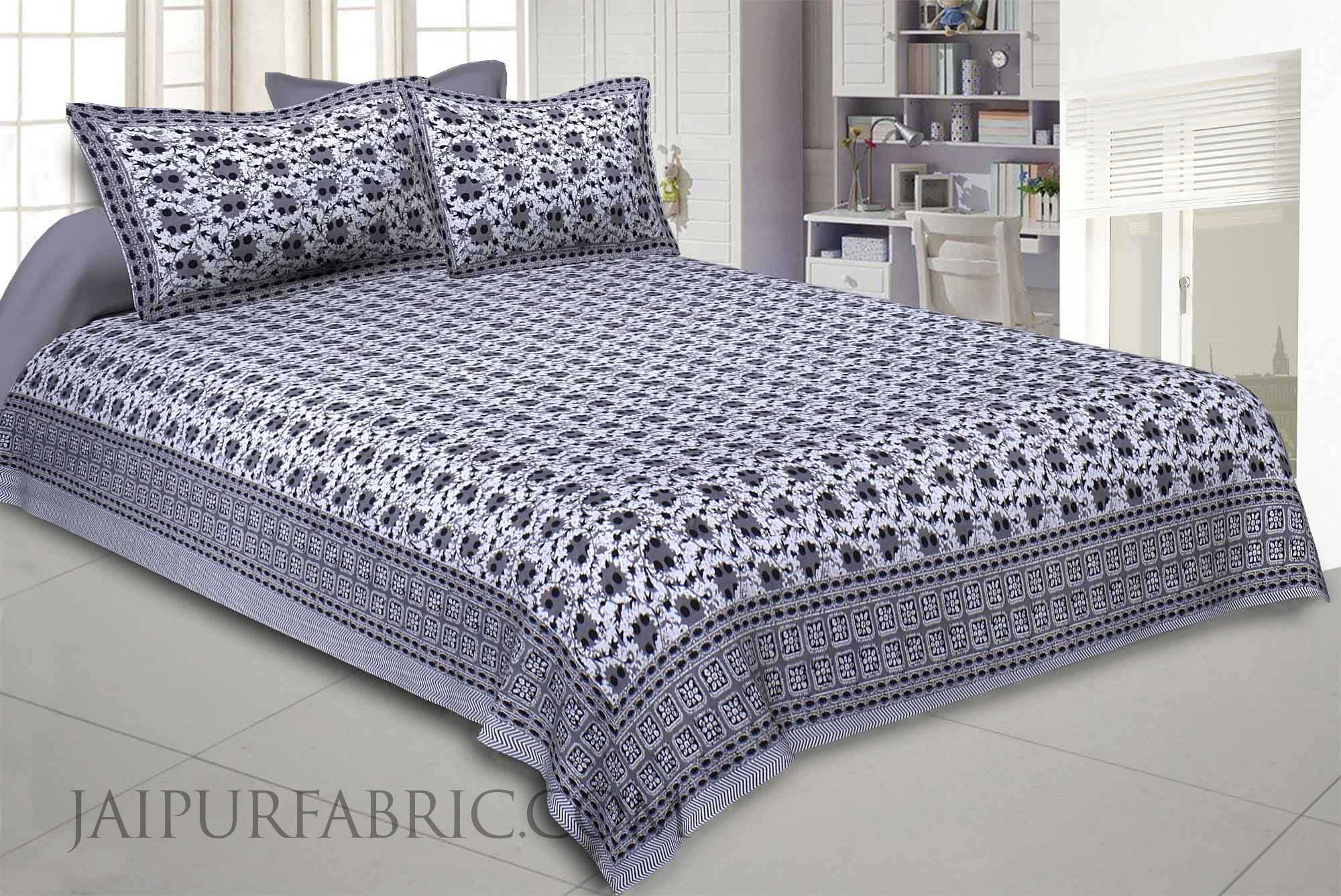 Grey Twinkling Jugnoo King Size Bedsheet