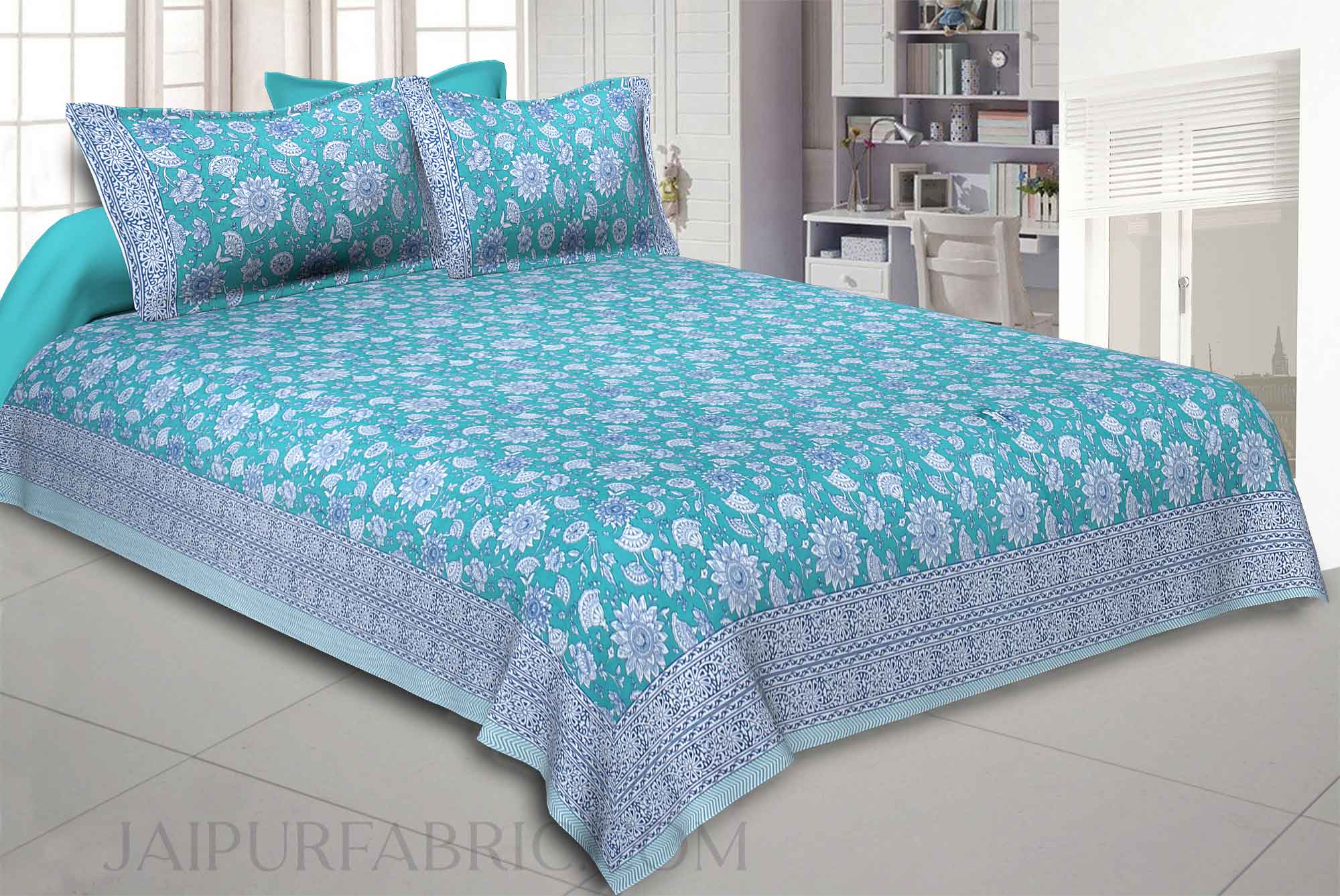 Green Floral Flavor King Size Bedsheet