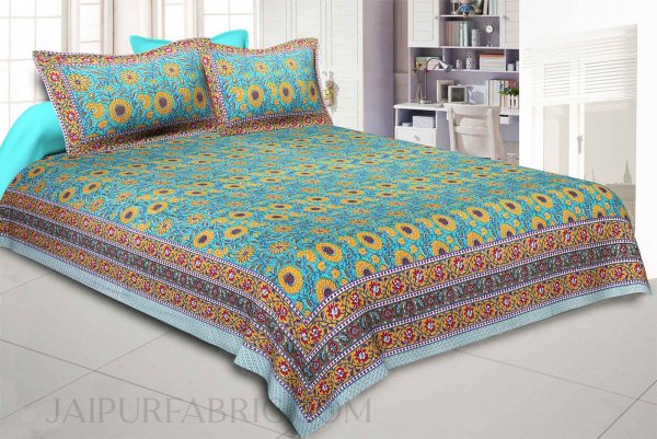 Green Blooming Festivity Double Bedsheet