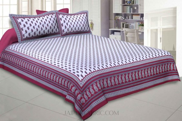 Kacchi Keri Maroon Double Bedsheet