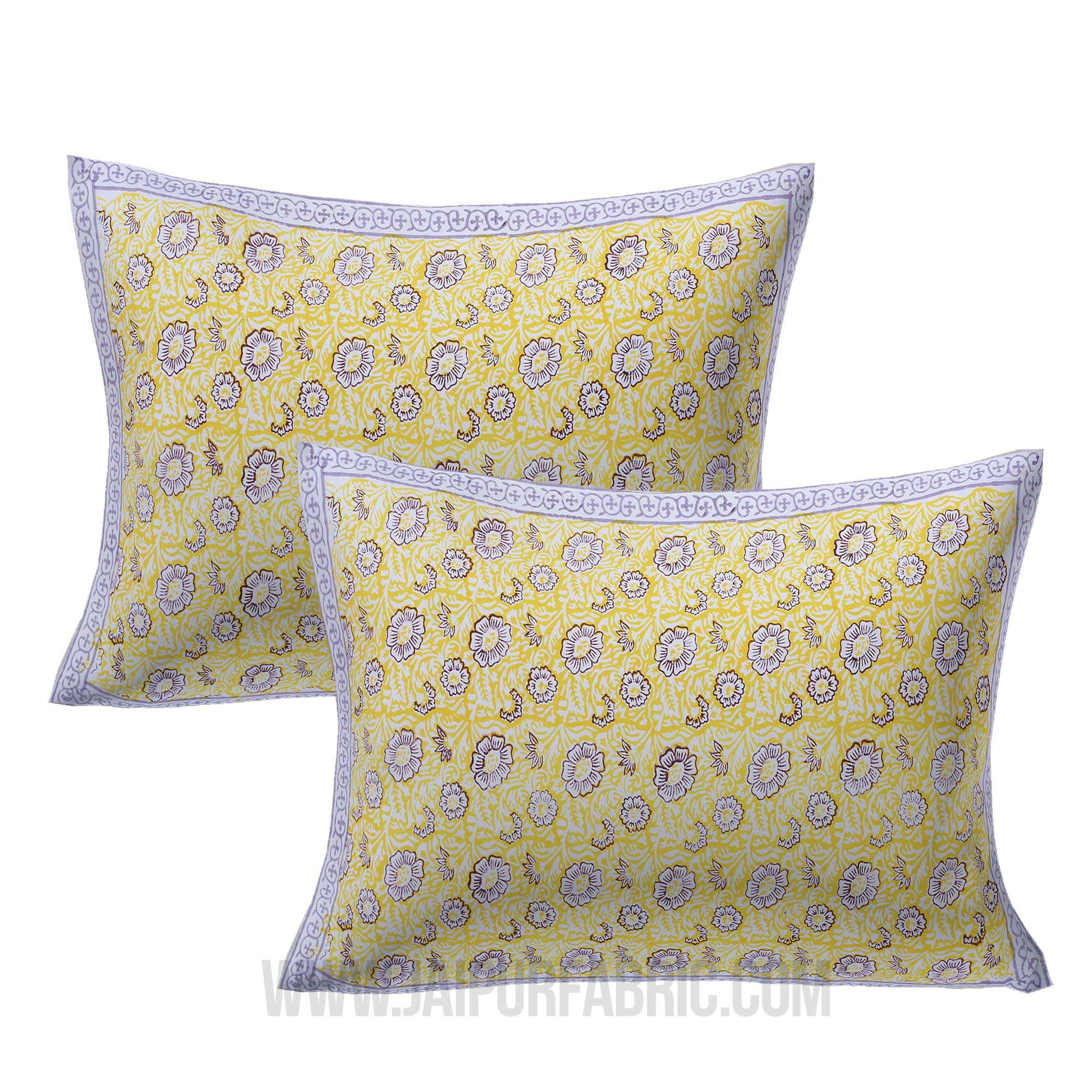 Blossoming Flowers Yellow Grey King Size Bedsheet