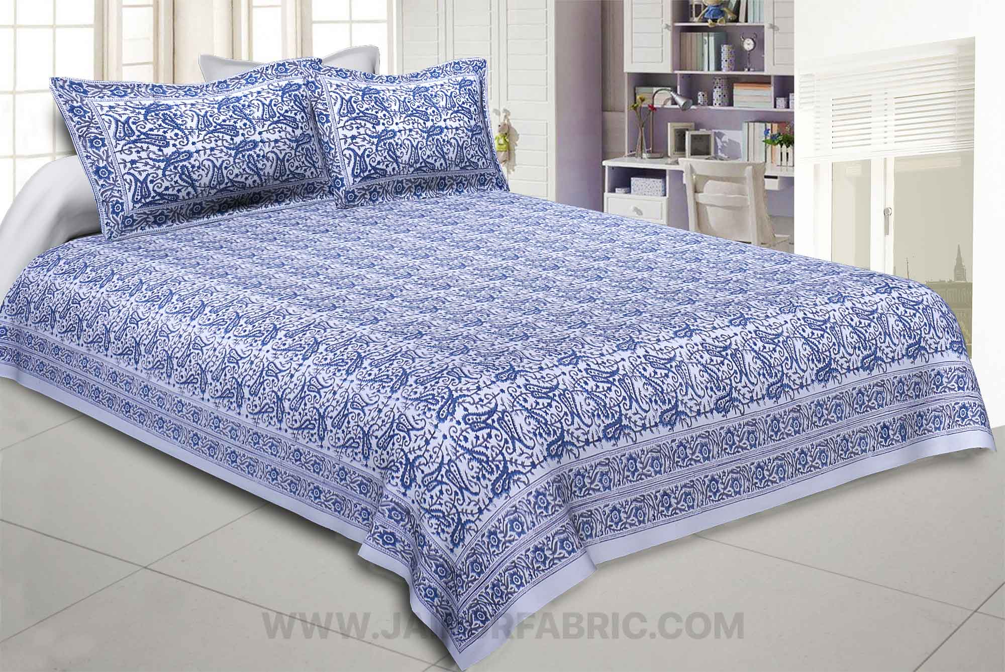 Diverging Paisley Blue King Size Bedsheet