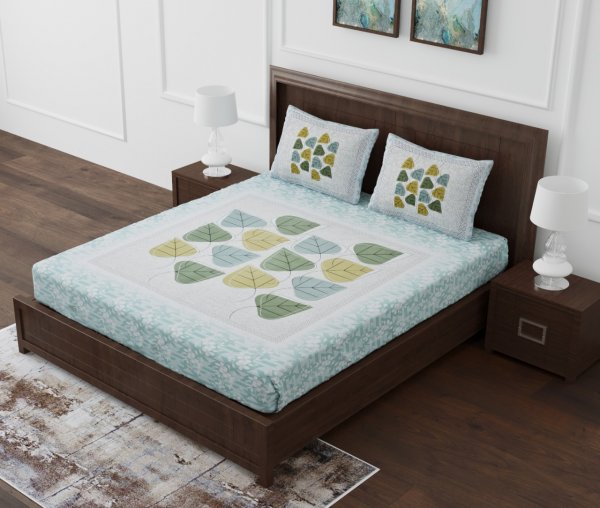 Betel Leaves Brown King Size Bedsheet