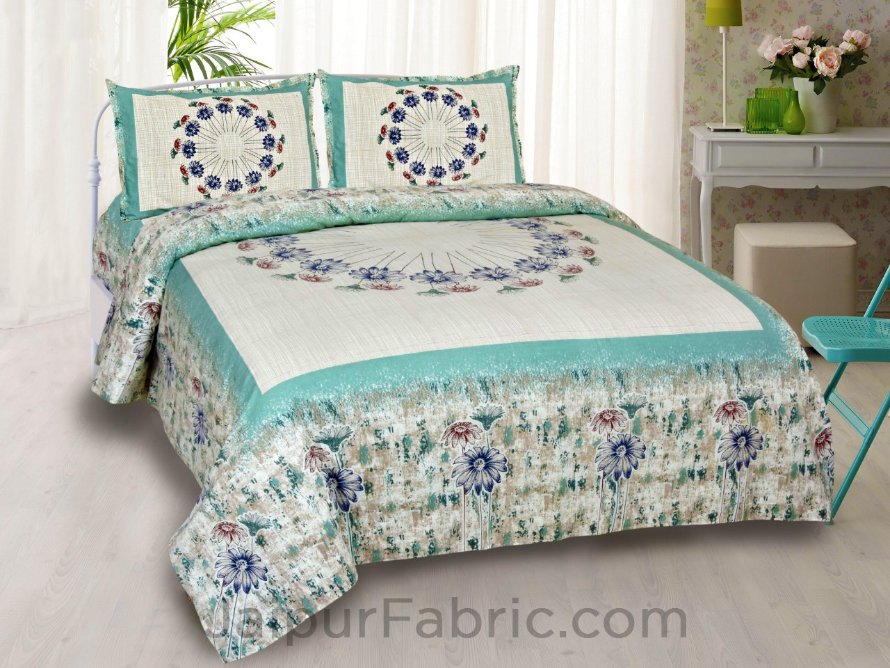 Dandelions Green King Size Bedsheet