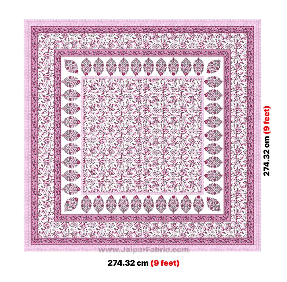 Jaipuri Ethnic Cotton Pink Floral King Size Double bedsheet