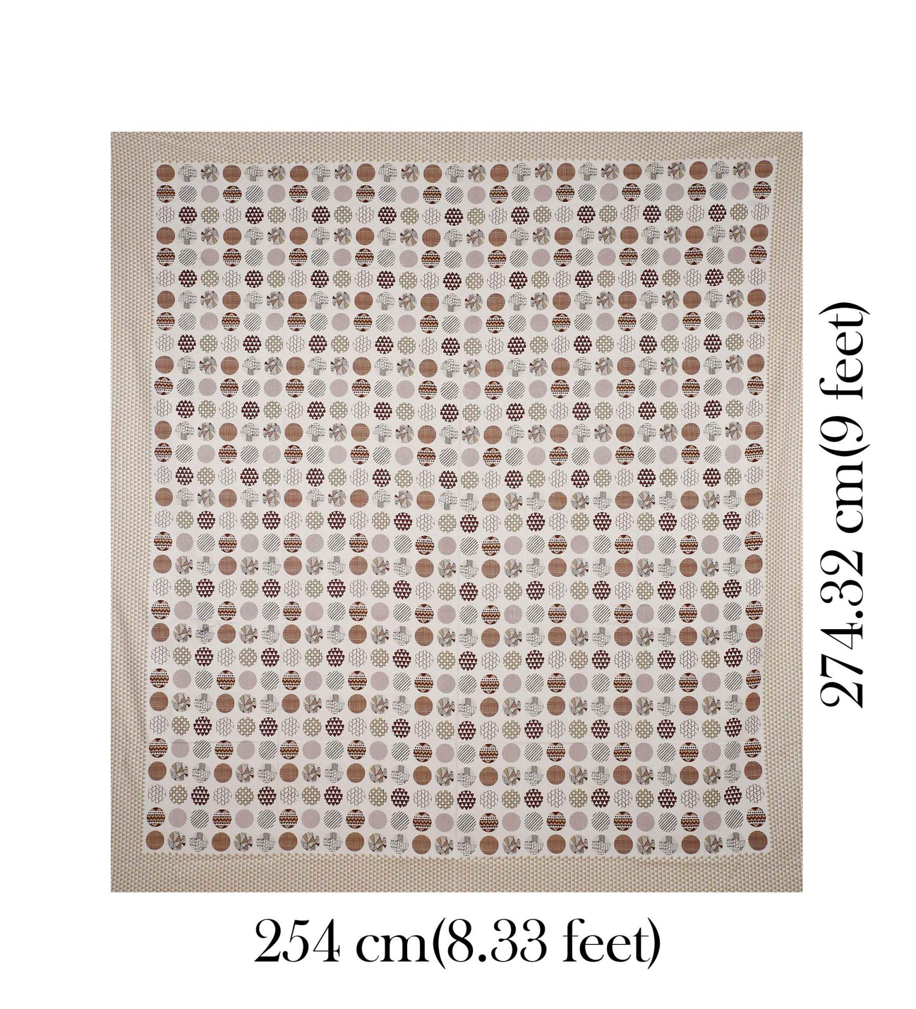 Trendy Polka Brown Cotton King Size Bedsheet