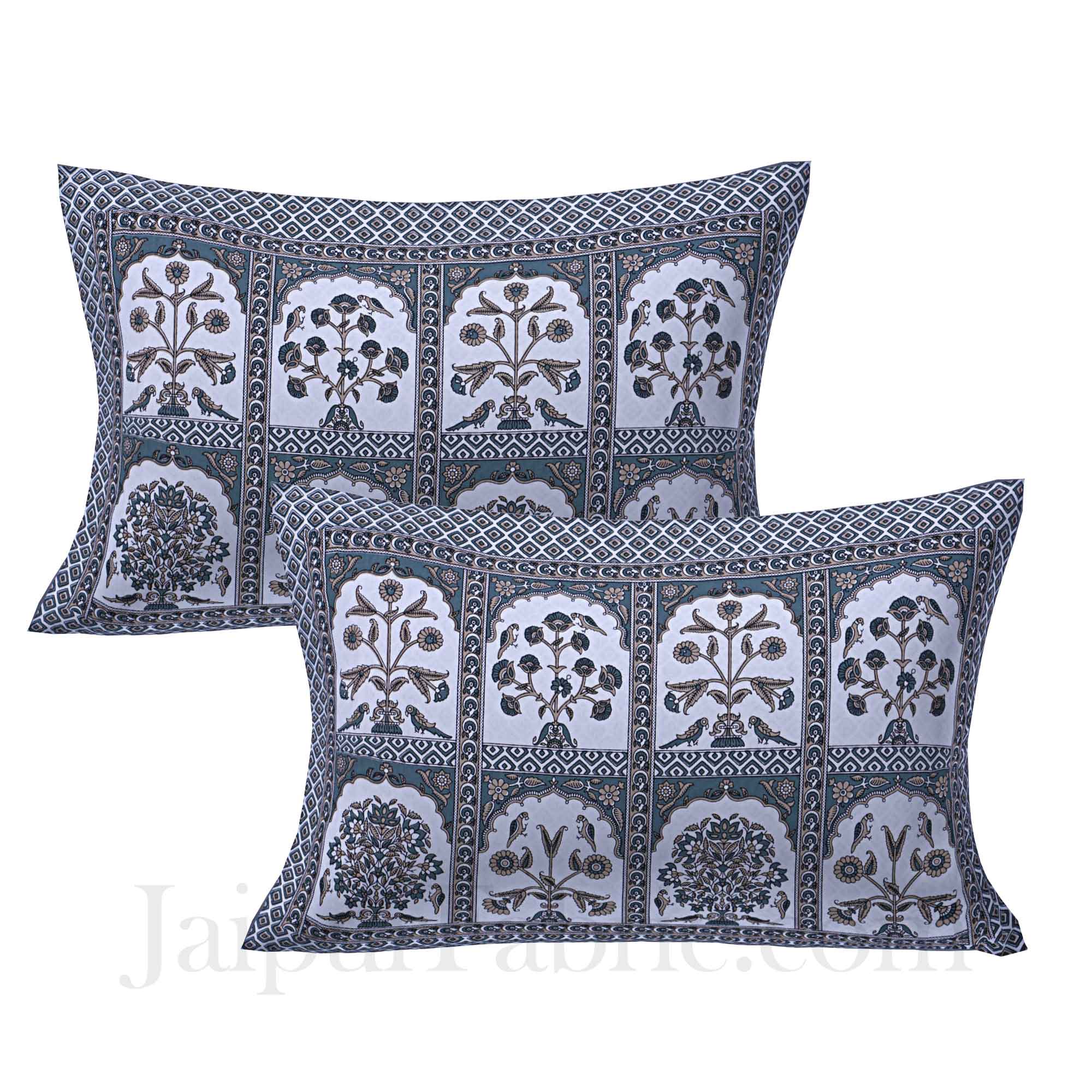 Hawa Mahal Grey Cotton King Size Bedsheet