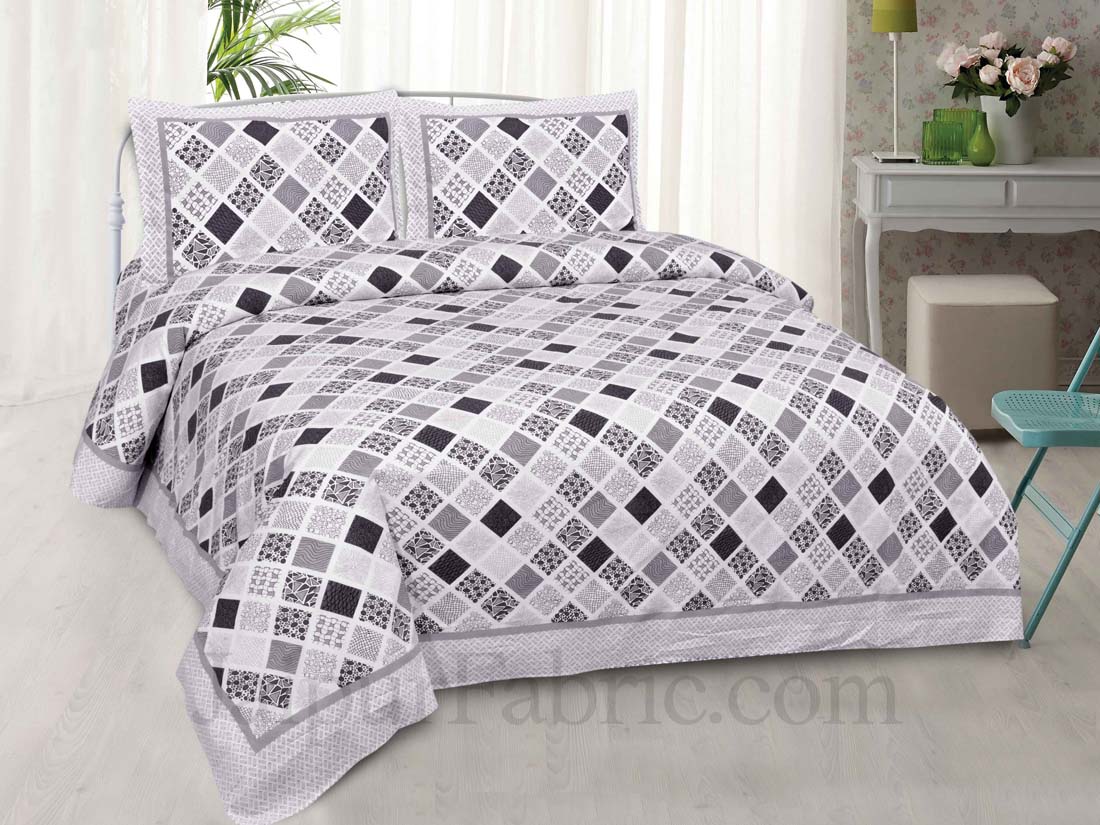 Geometric Kite Lilac Cotton King Size Bedsheet