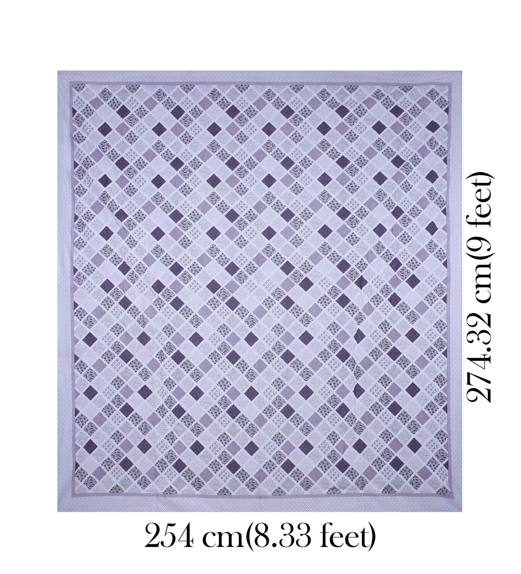 Geometric Kite Lilac Cotton King Size Bedsheet