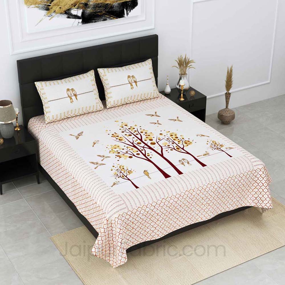 Nature Harmony Yellow Pure Cotton Double Bedsheet