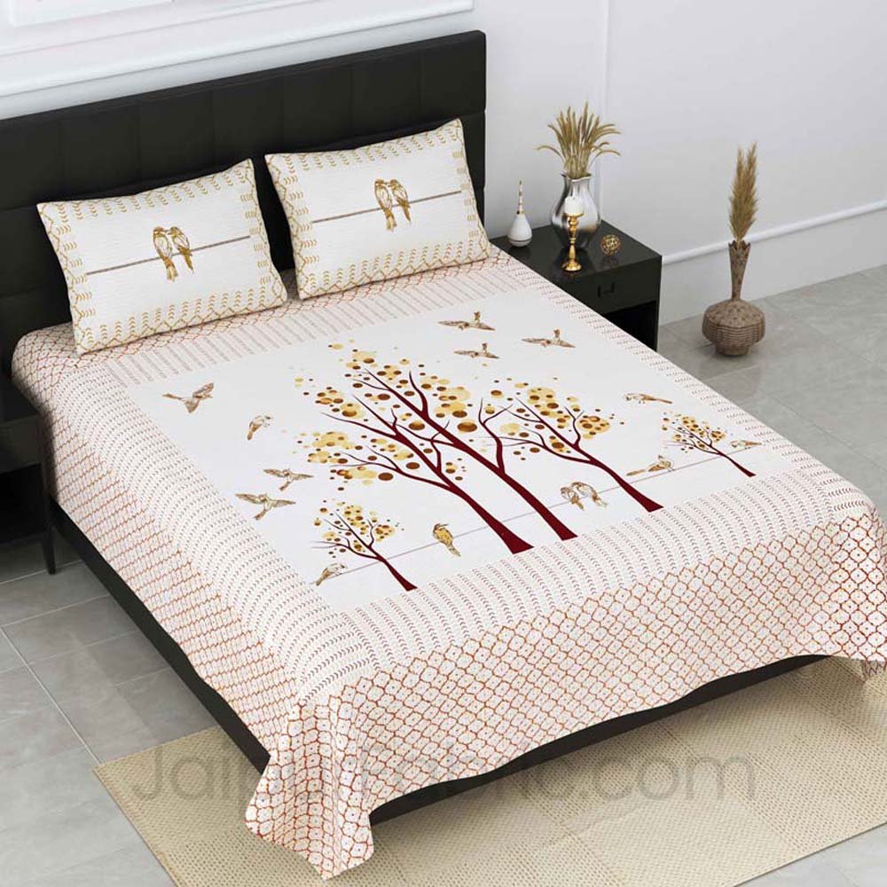 Nature Harmony Yellow Pure Cotton Double Bedsheet