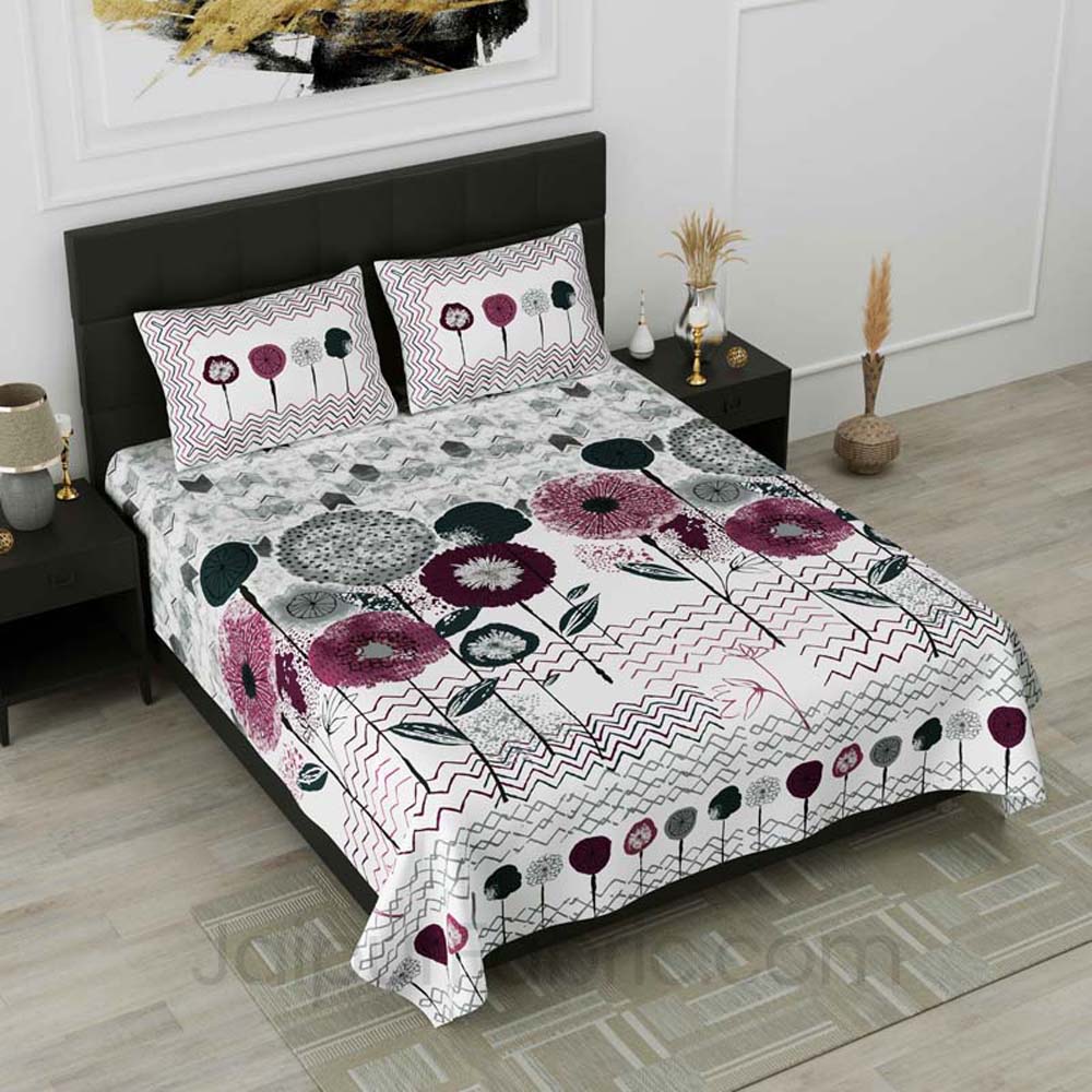 Dandelion Pink Pure Cotton Double Bedsheet