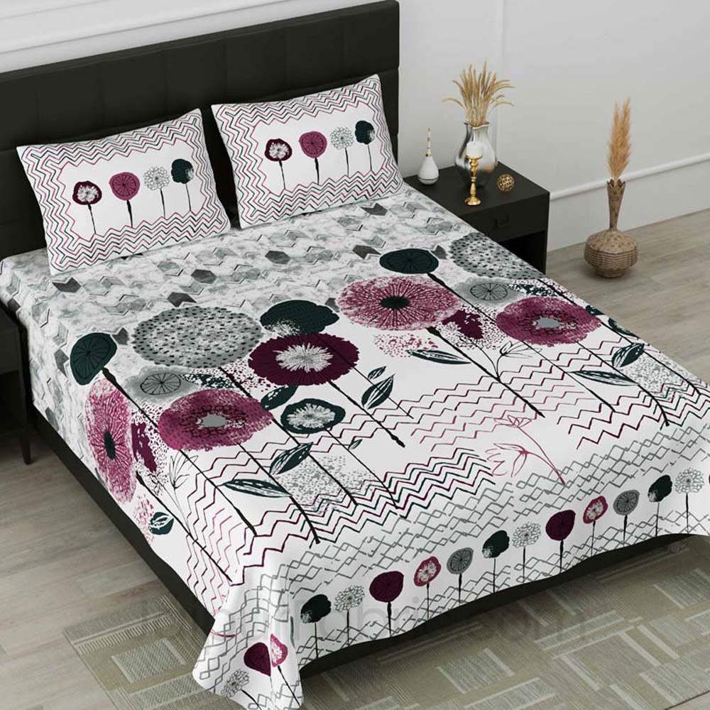 Dandelion Pink Pure Cotton Double Bedsheet