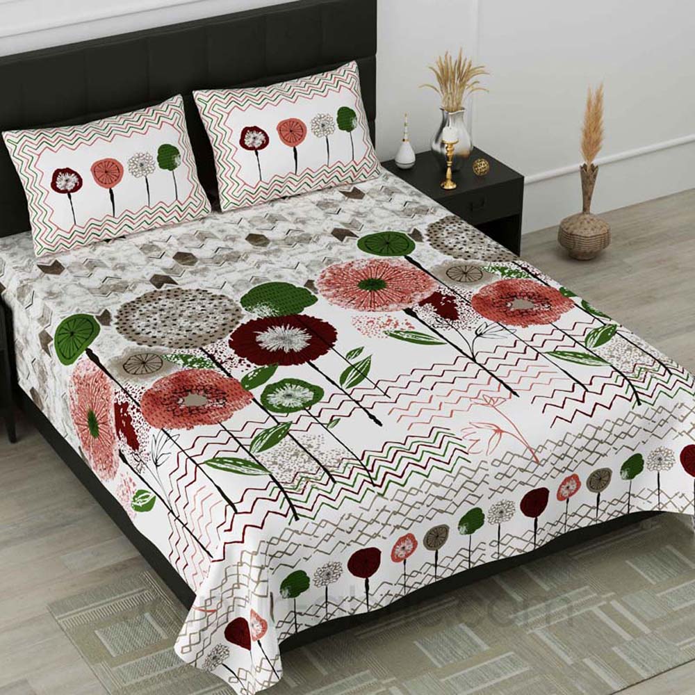 Dandelion Green Pure Cotton Double Bedsheet