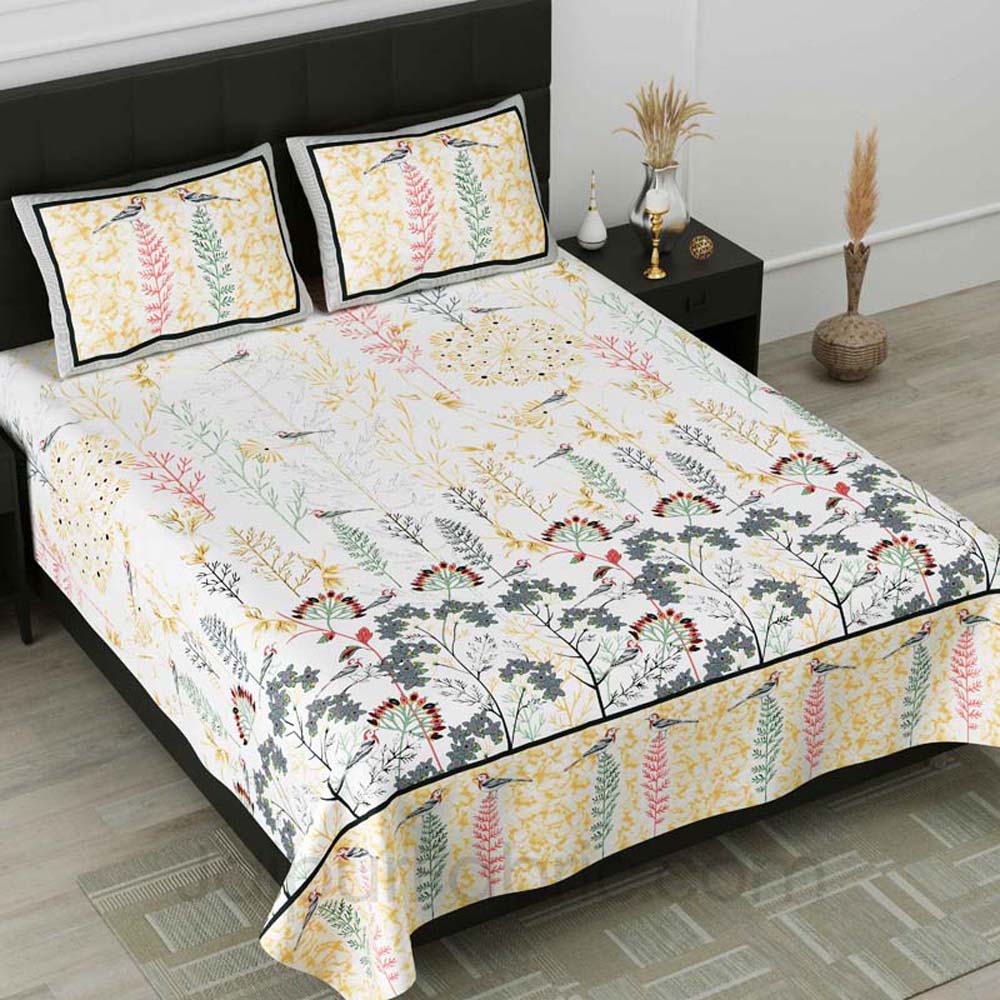 Eco Friendly Nature Grey Pure Cotton Double Bedsheet