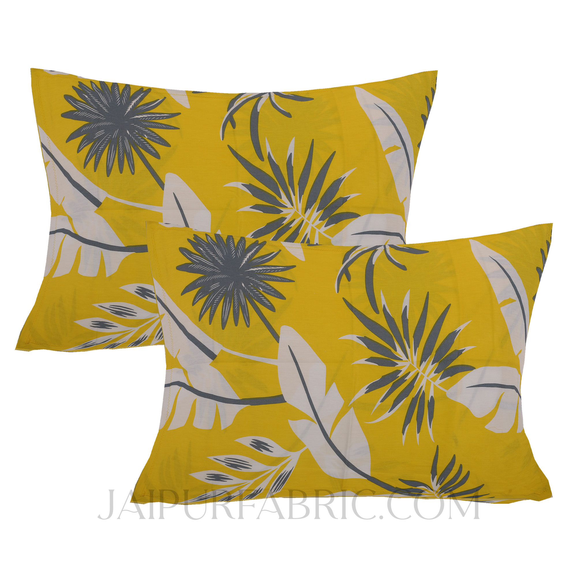 Lemon Yellow Foliage King Size Bedsheet