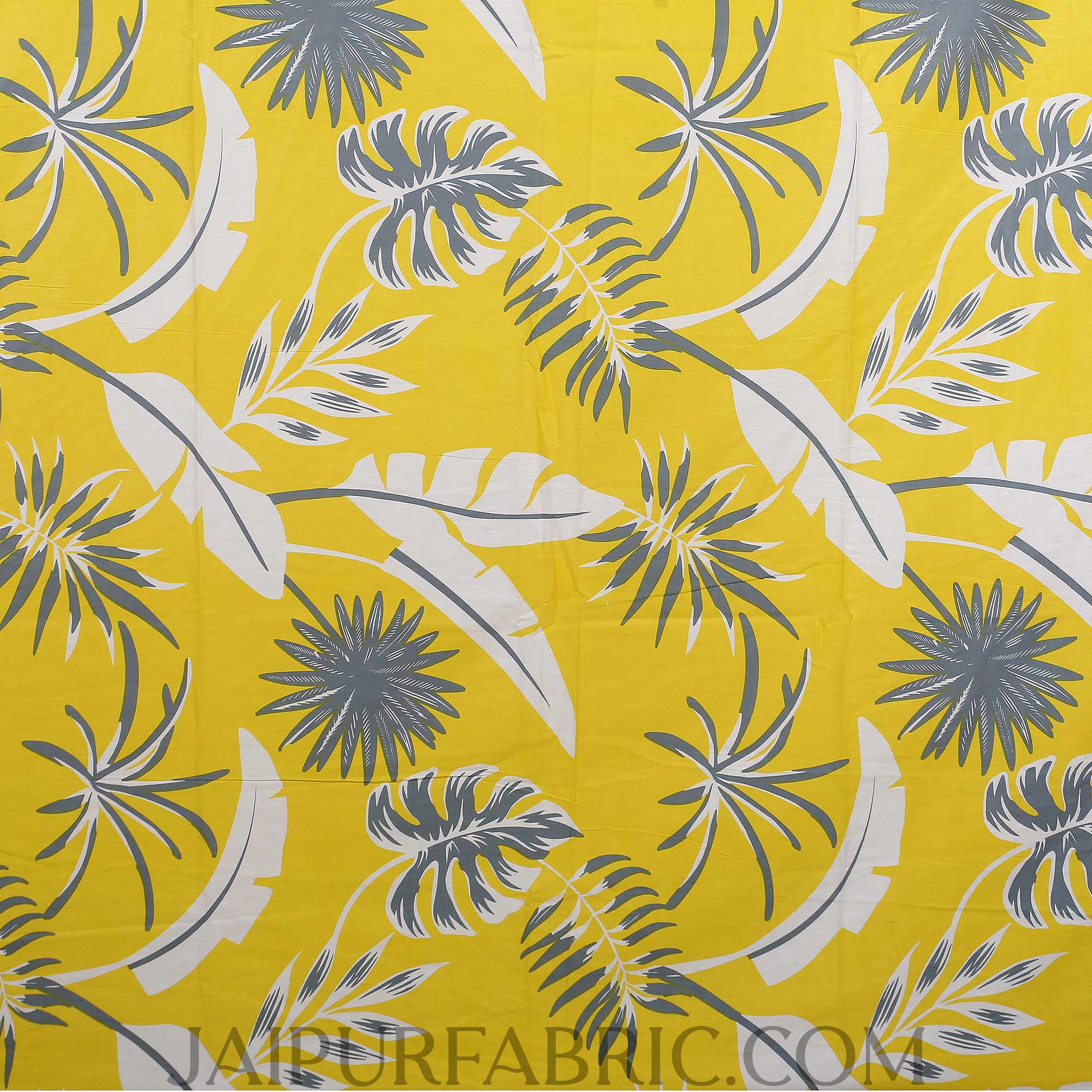 Lemon Yellow Foliage King Size Bedsheet