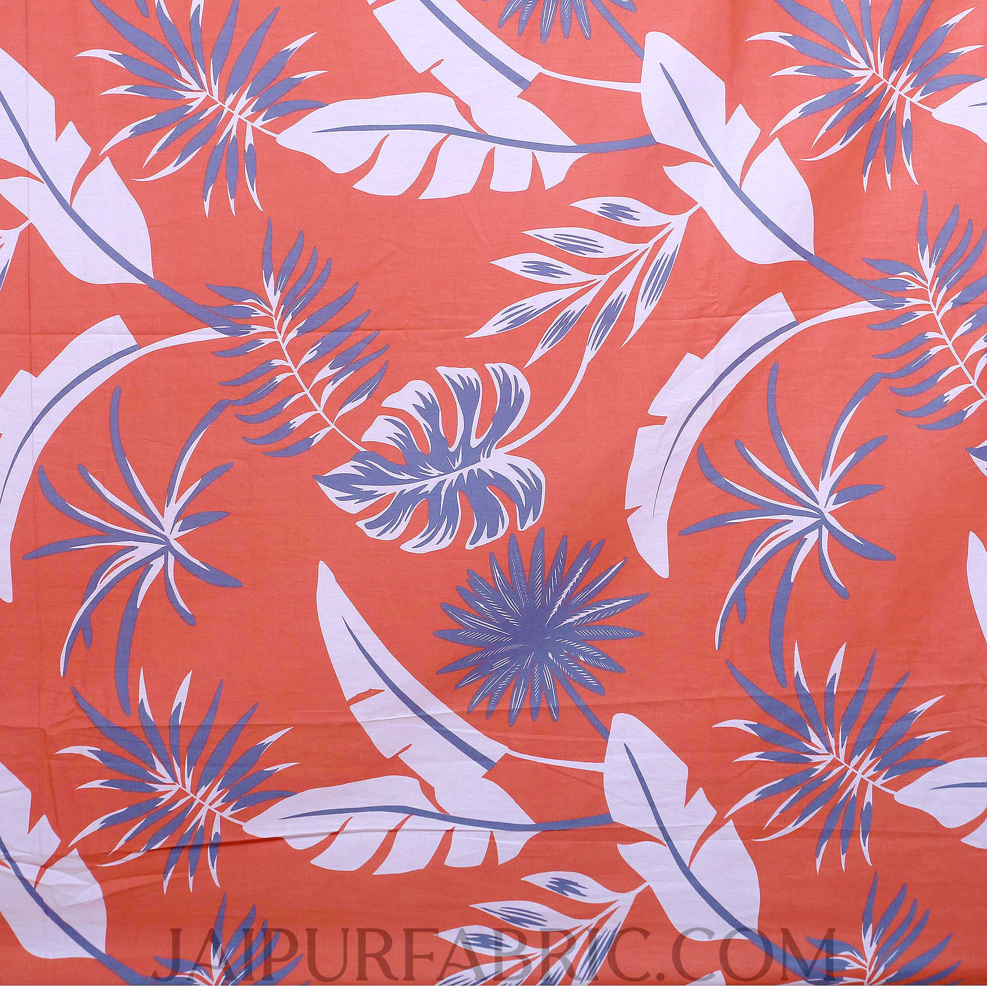 Bright Orange Foliage King Size Bedsheet