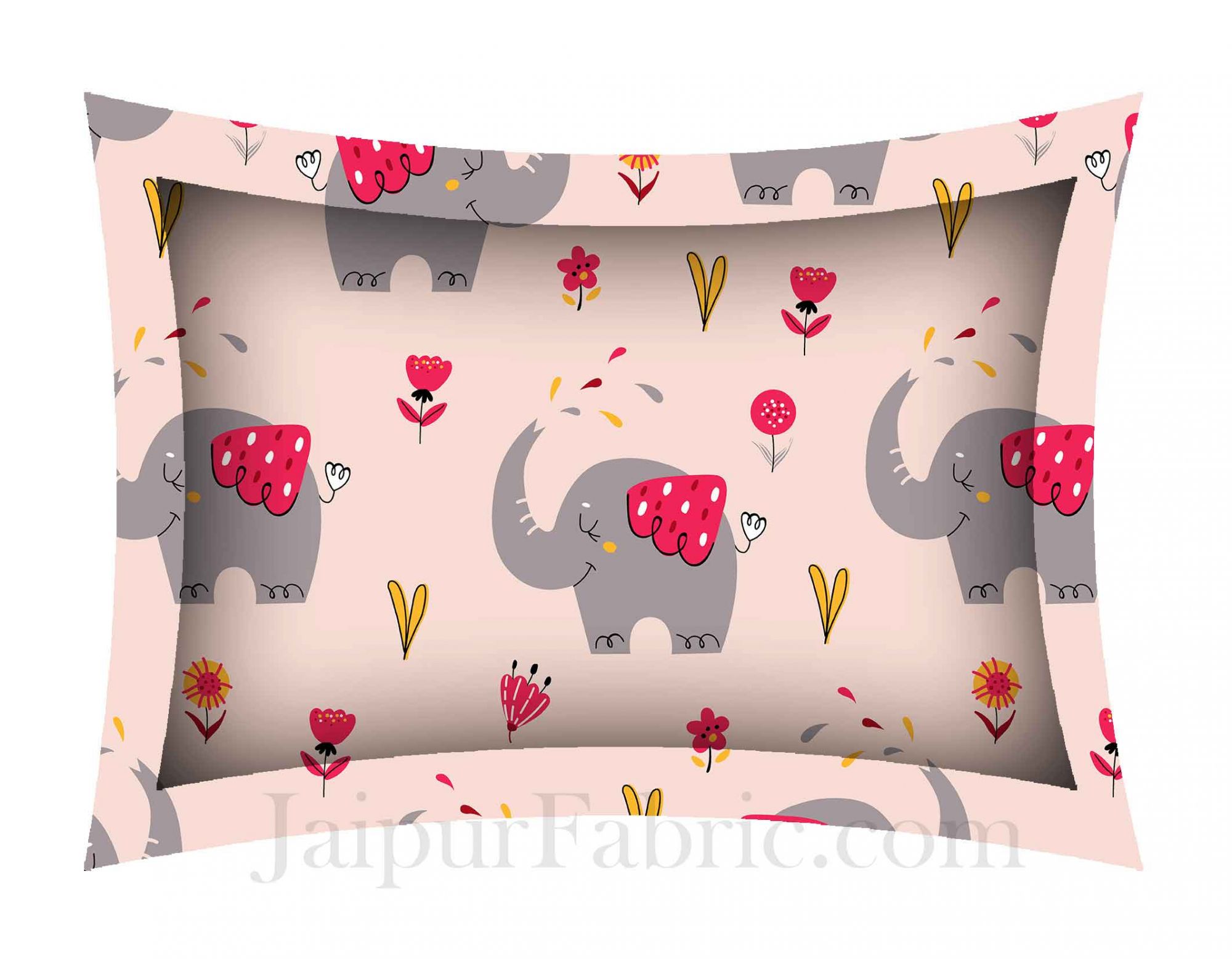 Kids Baby Elephant Peach King Size Bedsheet