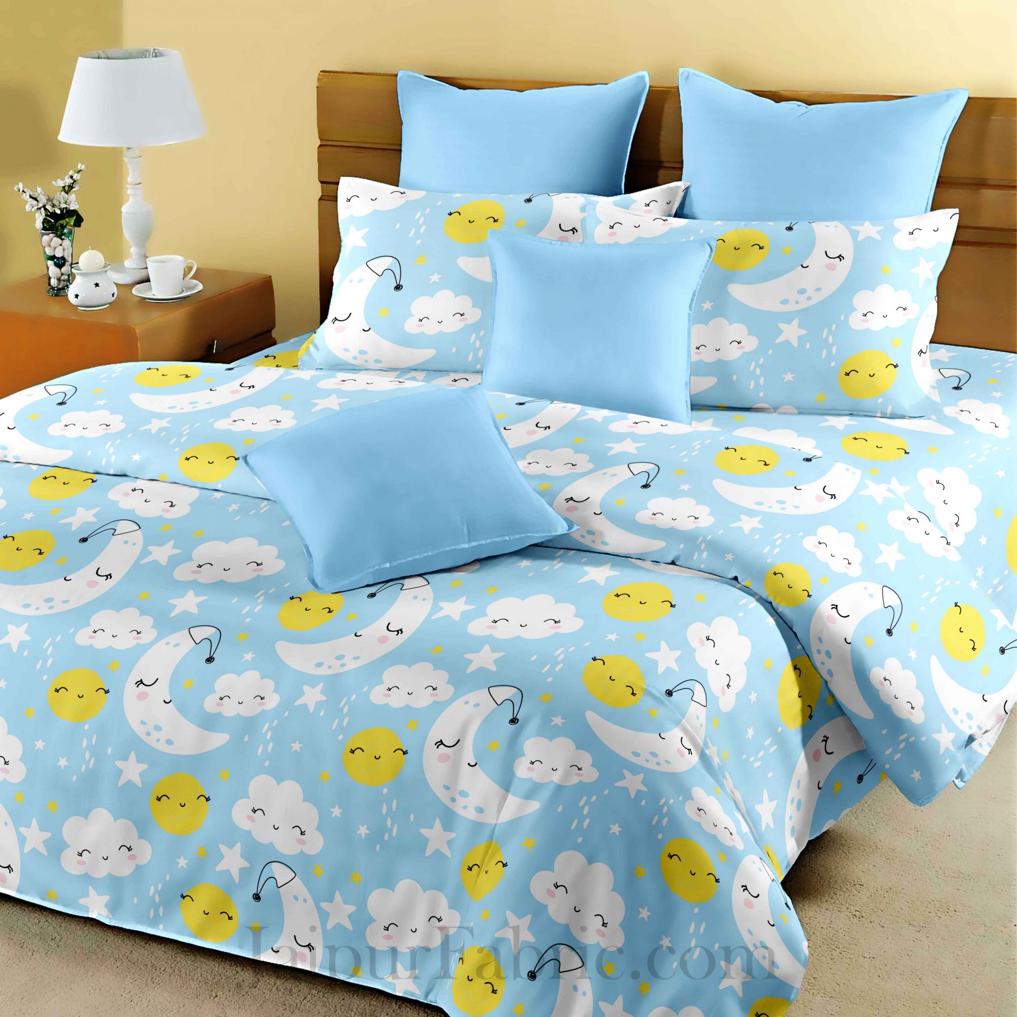 Kids Chanda Mama Blue King Size Bedsheet