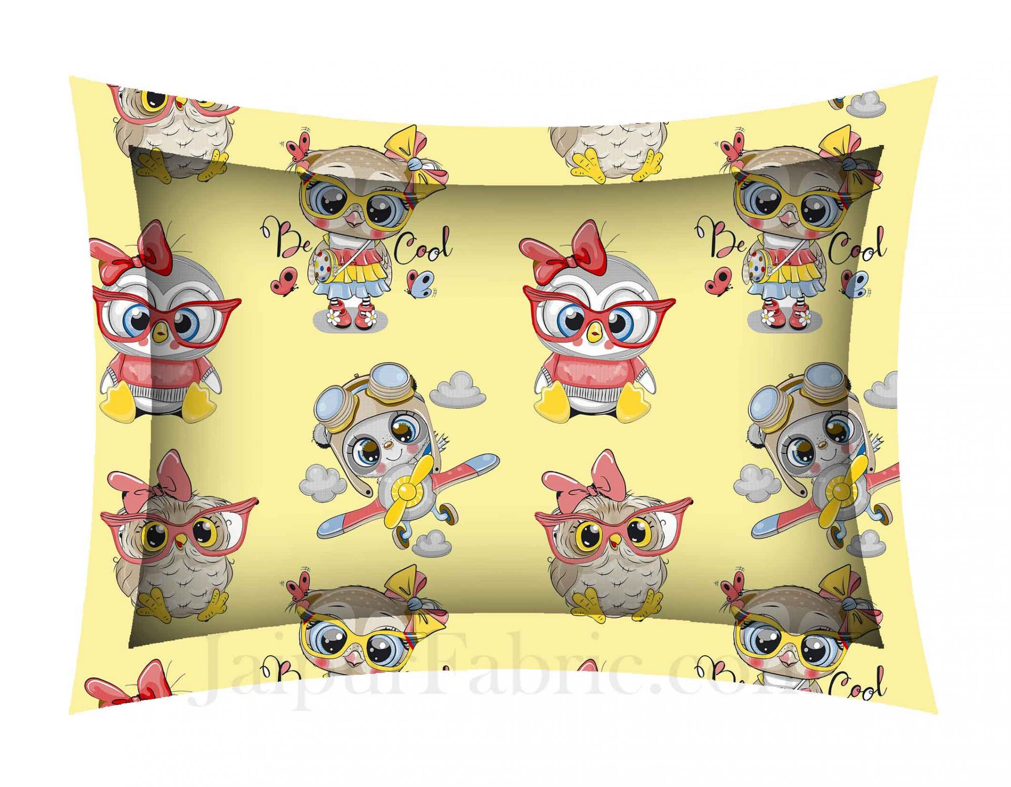 Kids Cartoon Yellow King Size Bedsheet