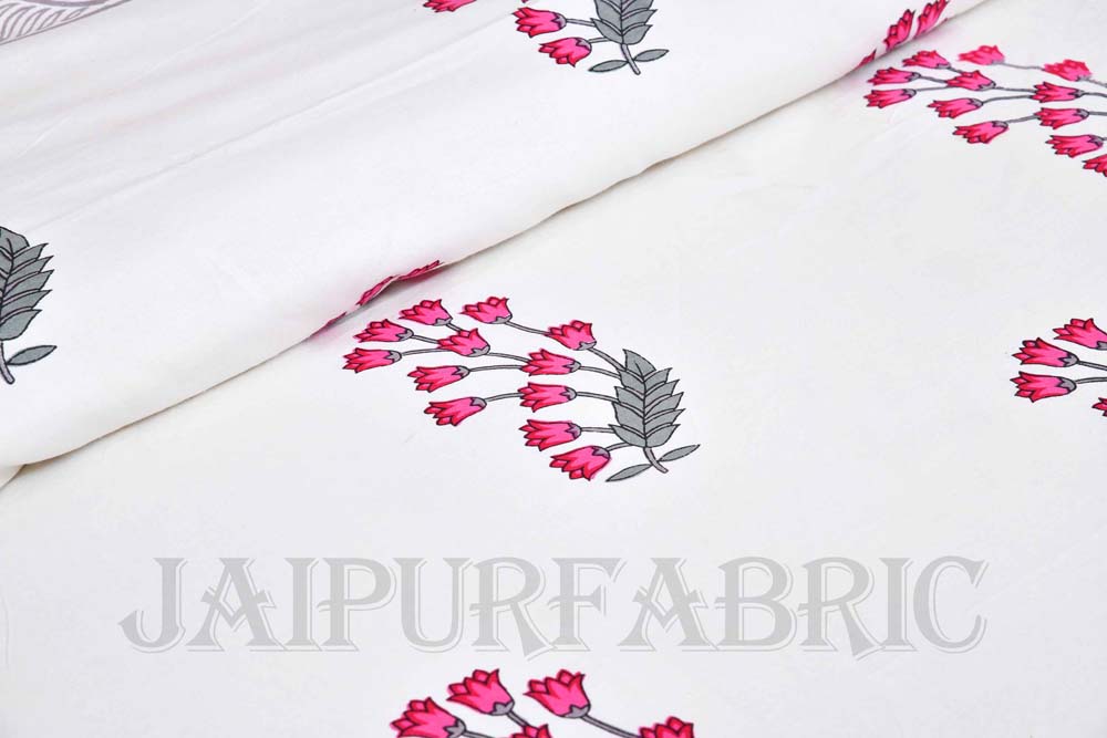 Charming Rose Pink Fine Cotton Hand Block King Size Bedsheet Set