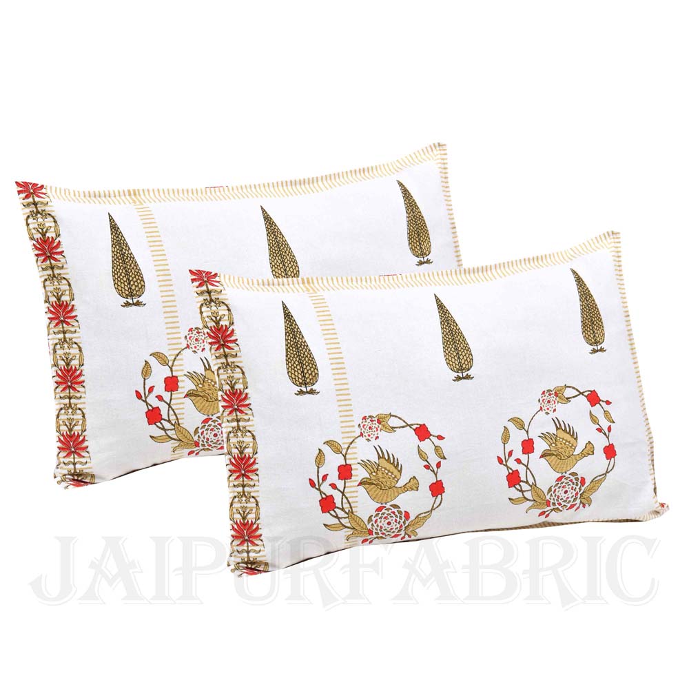 Pleasing Nest Mustard Fine Cotton Hand Block King Size Bedsheet Set