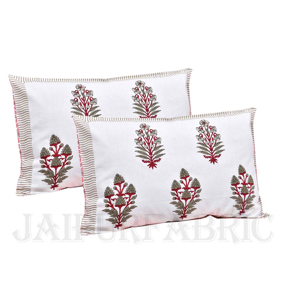 Jaal Salmon Fine Cotton Hand Block King Size Bedsheet Set