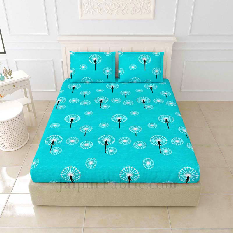 Sea Green Dandellions Super Soft King Size Double BedSheet