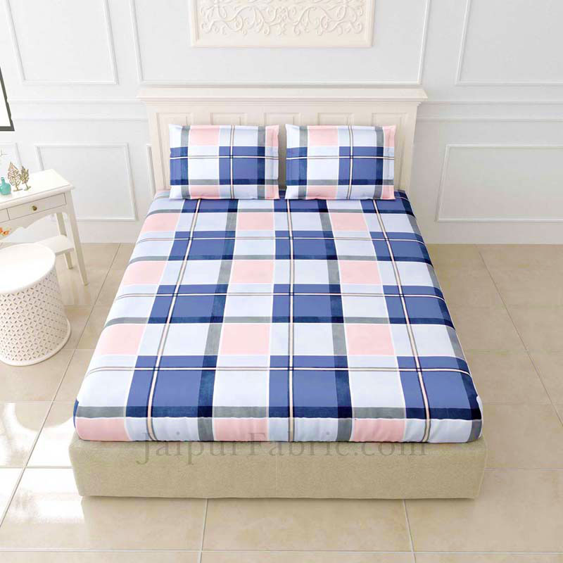 Stylish Checks Super Soft King Size Double BedSheet