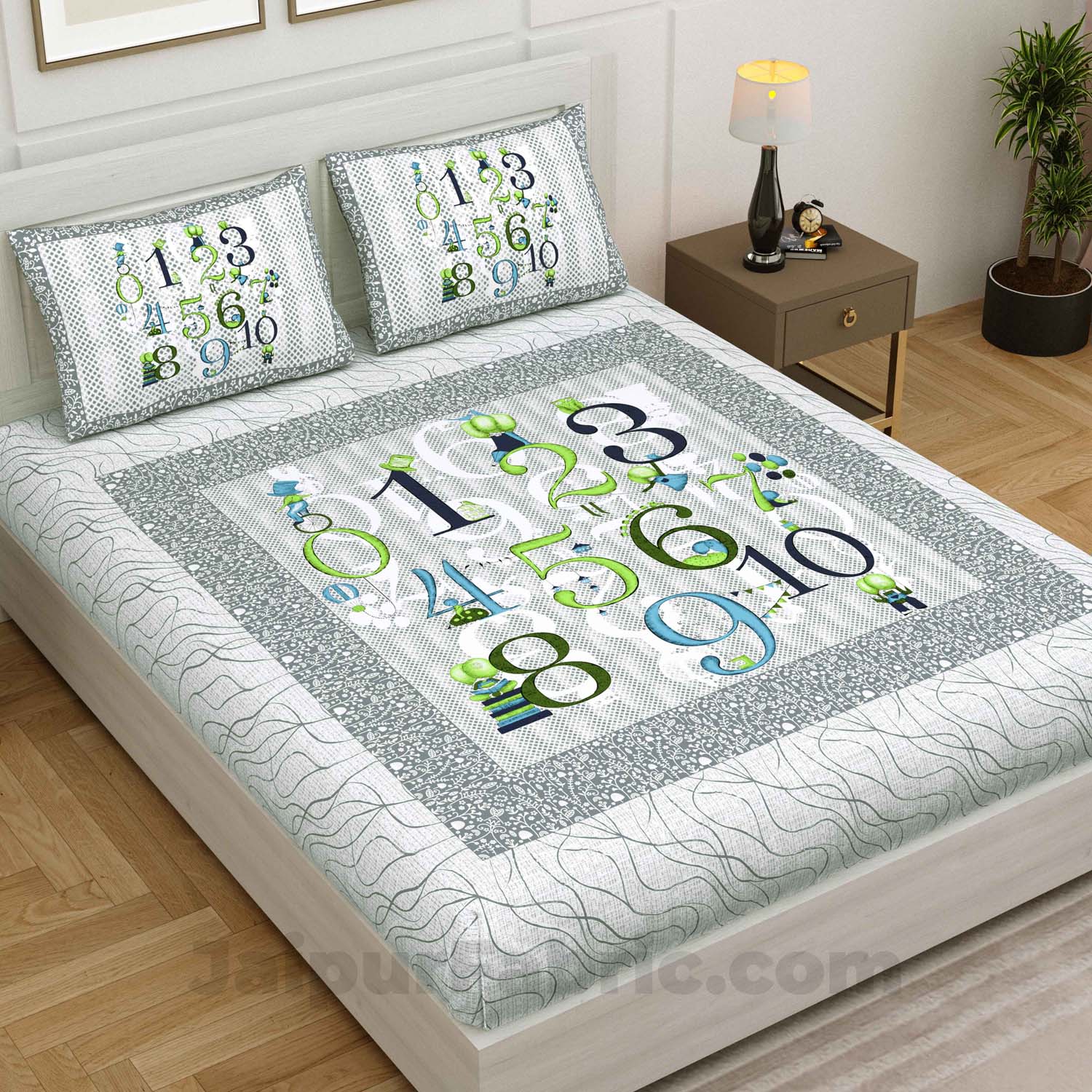 Kids Little Genius Gray King Size Bedsheet