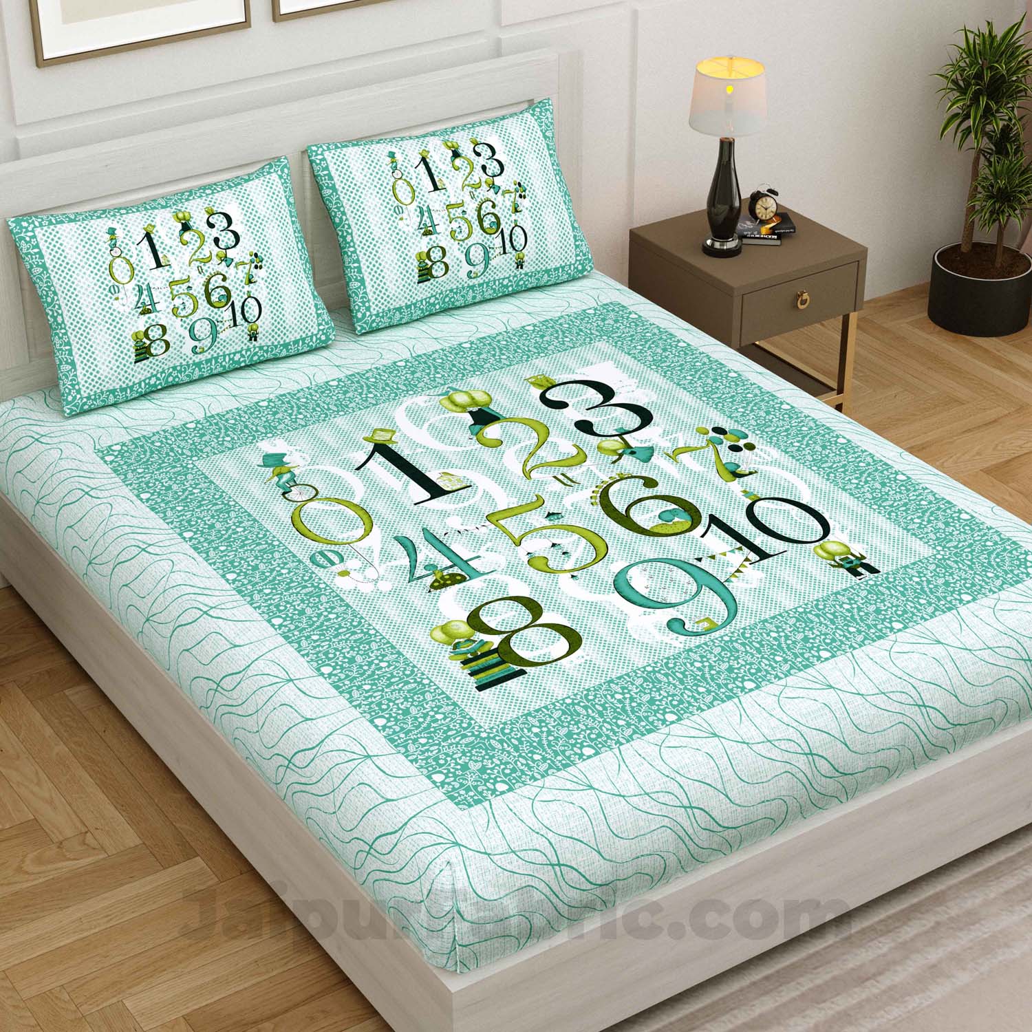 Kids Little Genius Green King Size Bedsheet