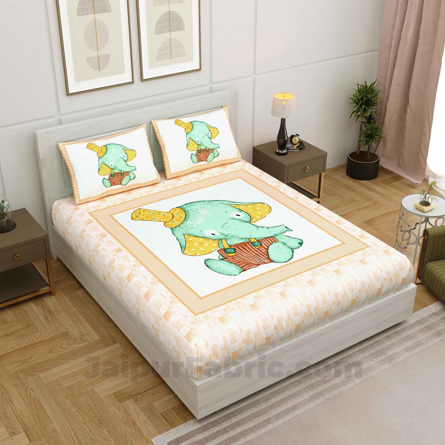 Kids Jolly Jumbo Orange King Size Bedsheet