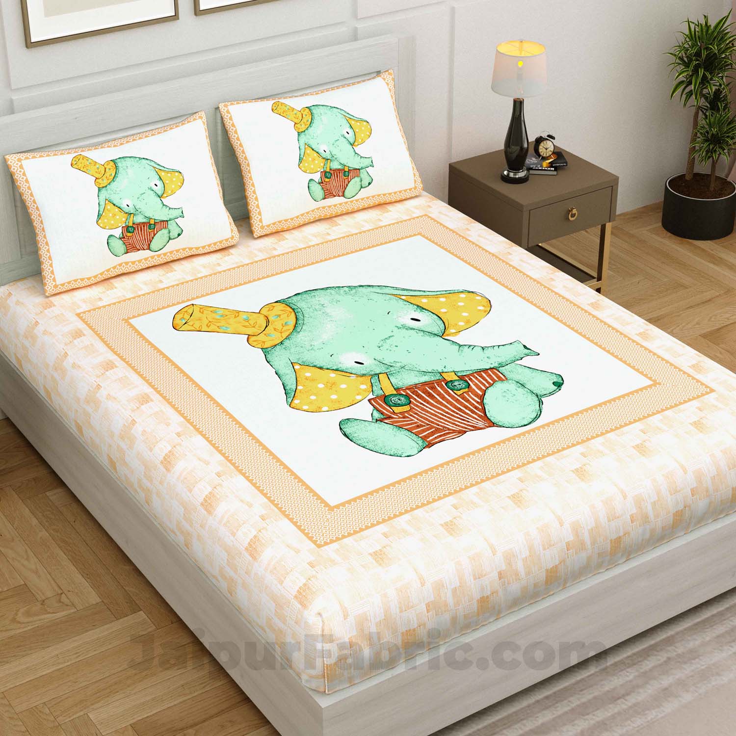 Kids Jolly Jumbo Orange King Size Bedsheet