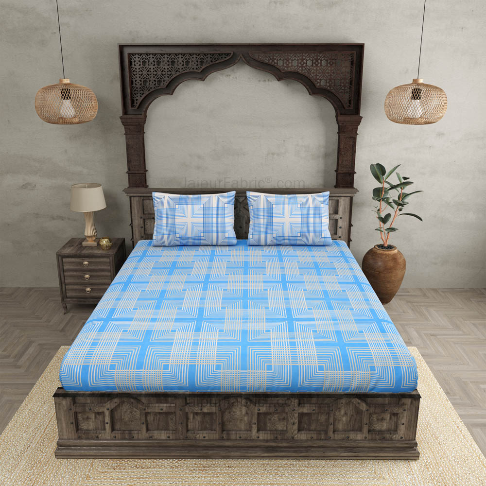 Maze Infinite Blue King Size Bedsheet