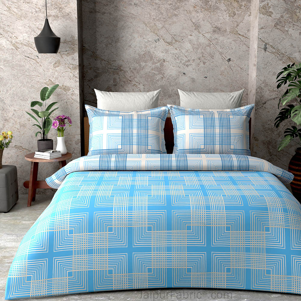 Maze Infinite Blue King Size Bedsheet