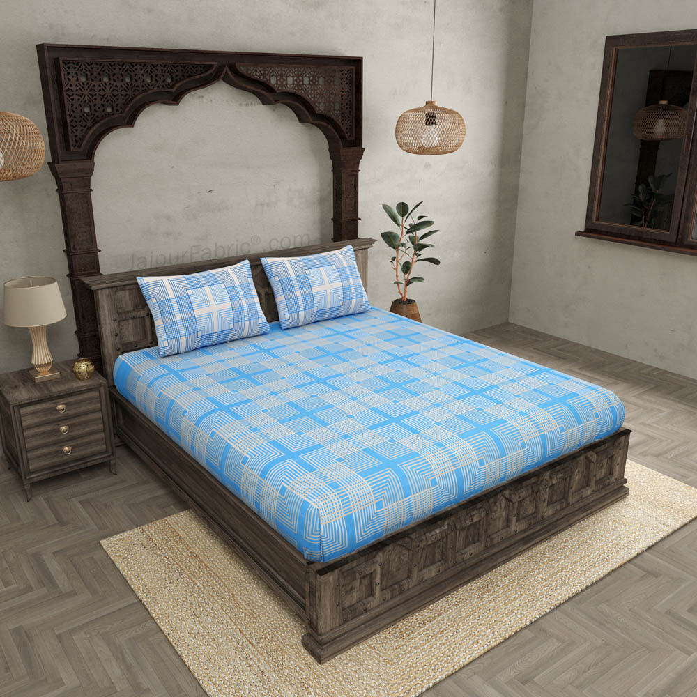 Maze Infinite Blue King Size Bedsheet