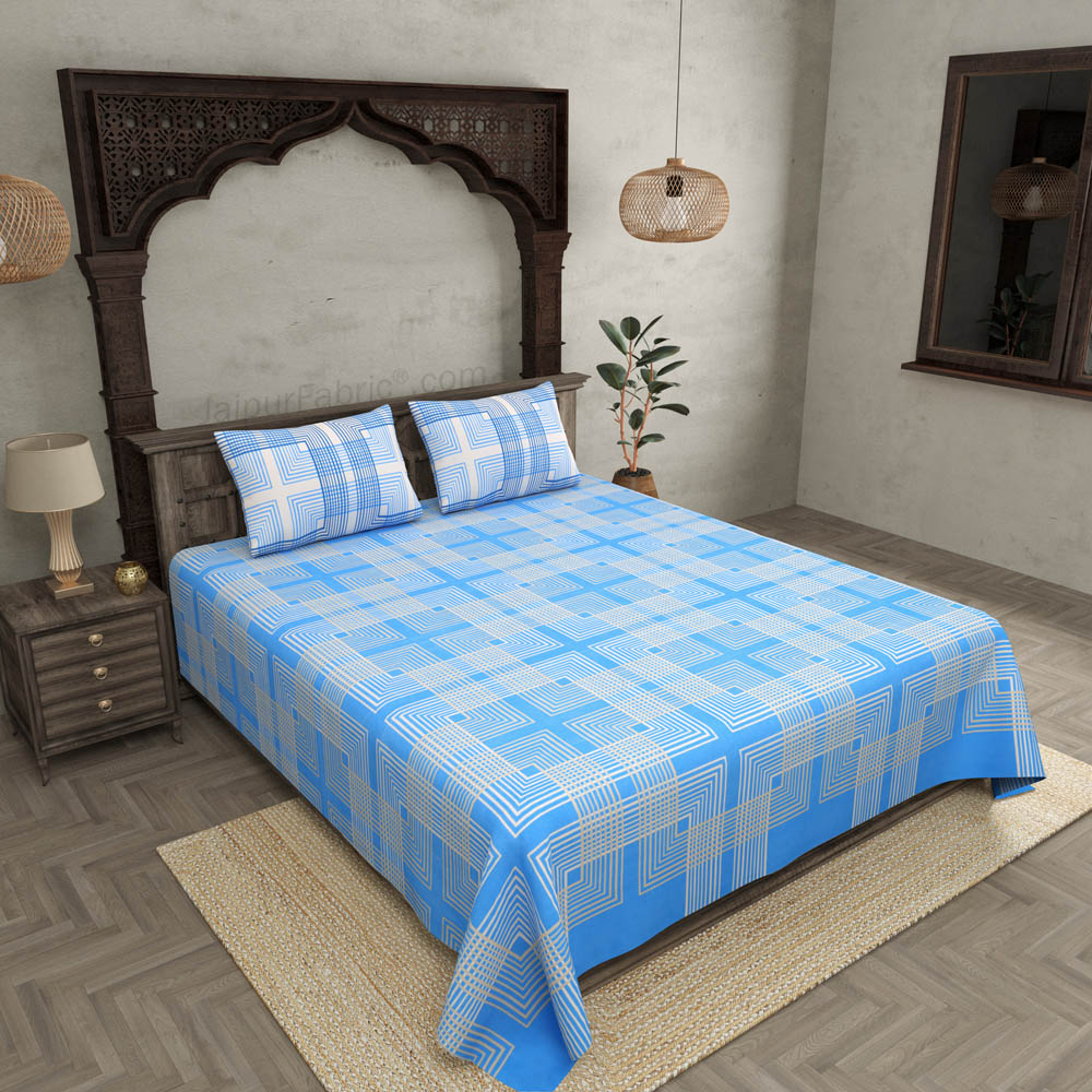 Maze Infinite Blue King Size Bedsheet