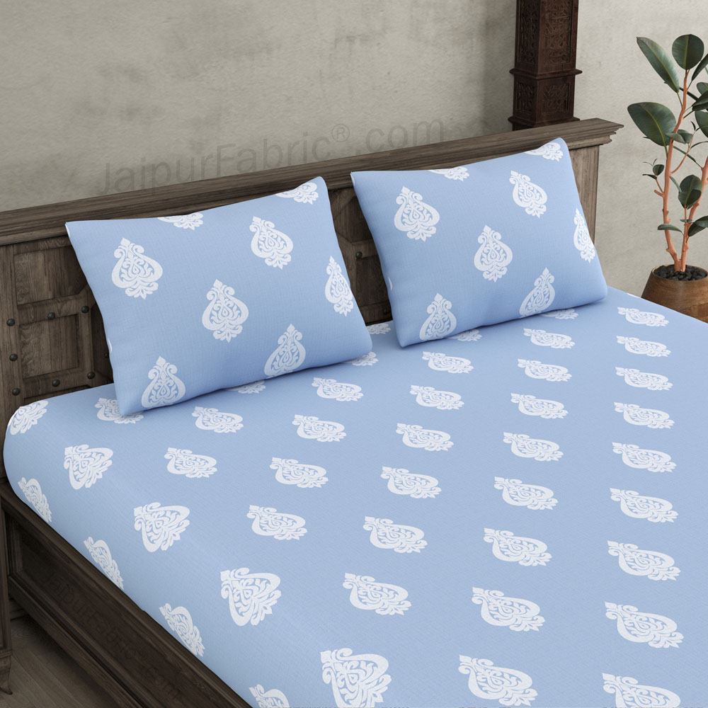 Ethnic Kalash Blue King Size BedSheet