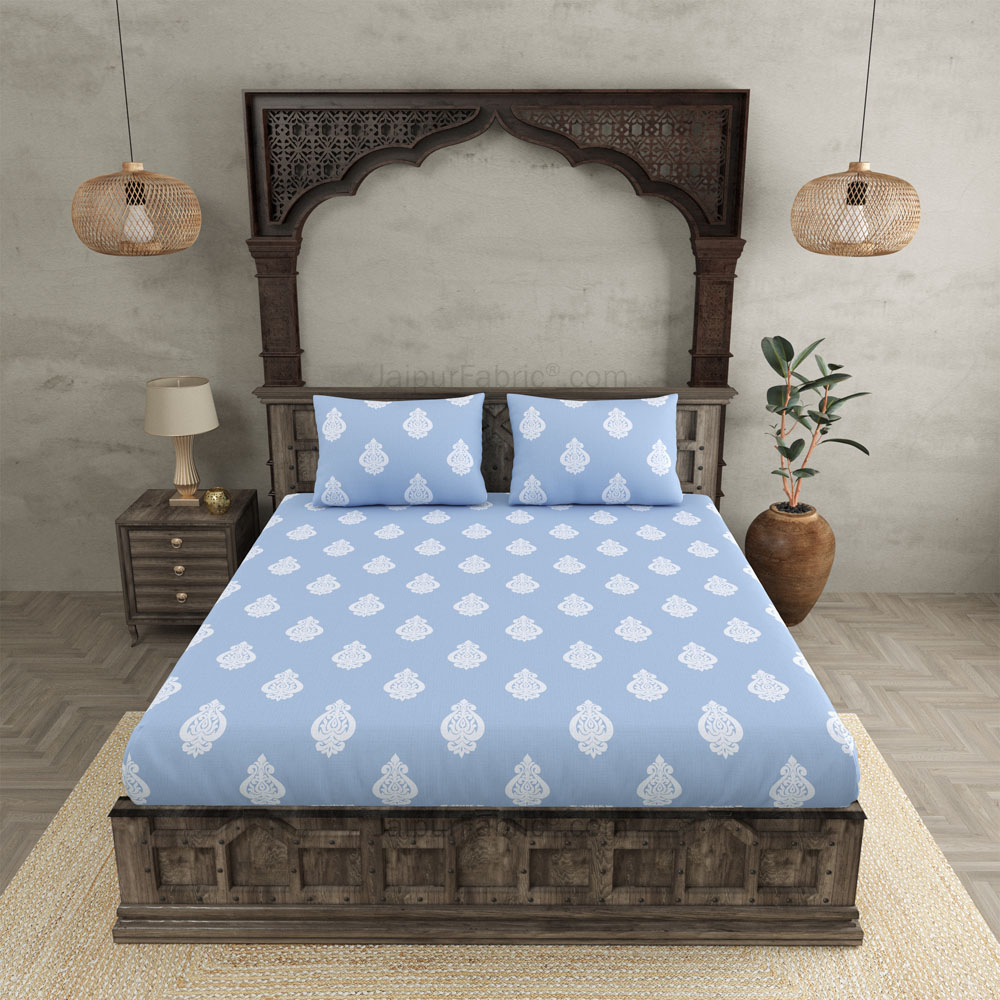 Ethnic Kalash Blue King Size BedSheet