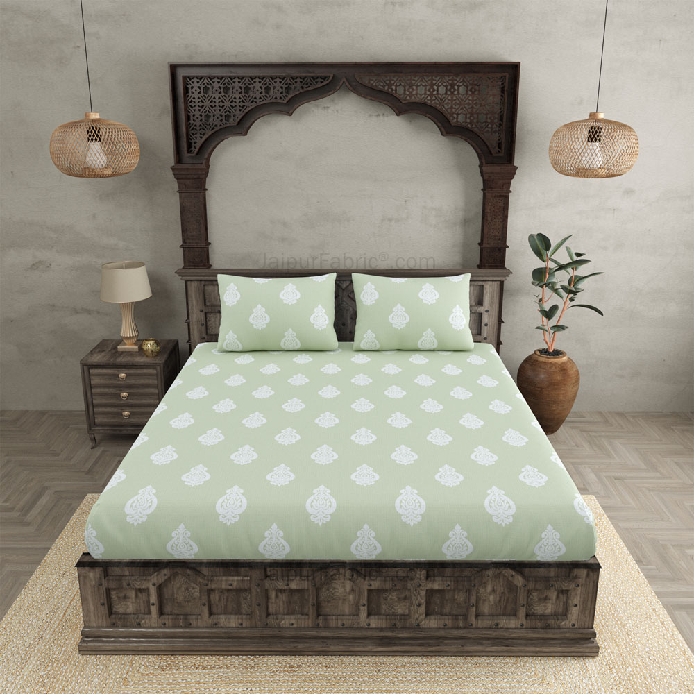 Ethnic Kalash Green King Size BedSheet