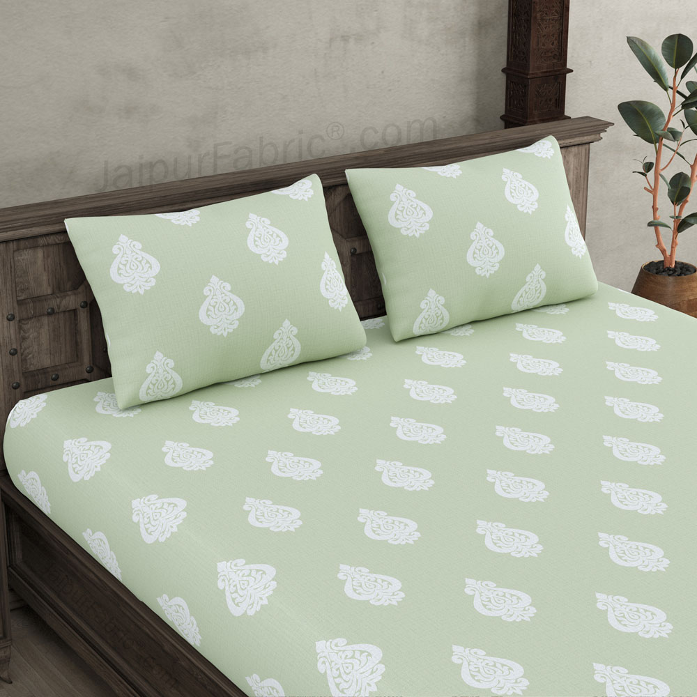 Ethnic Kalash Green King Size BedSheet