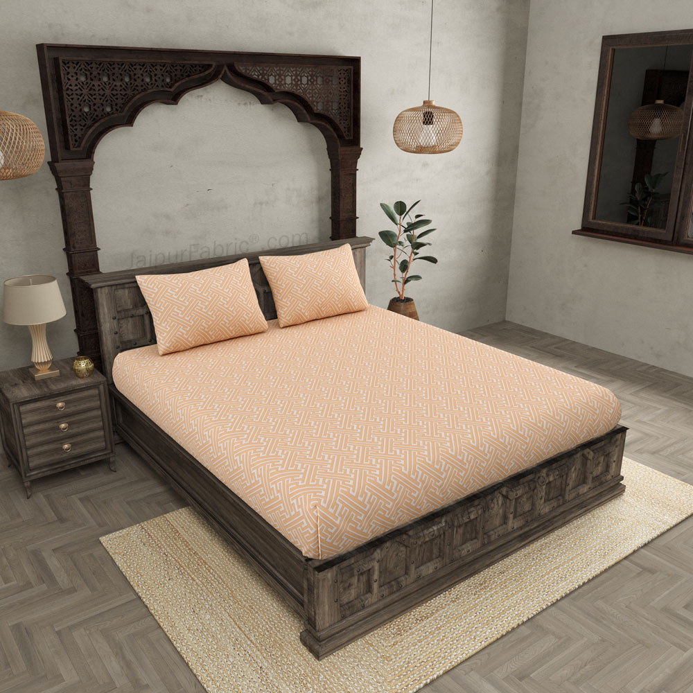 Maze Illusive Creamy Peach  King Size BedSheet