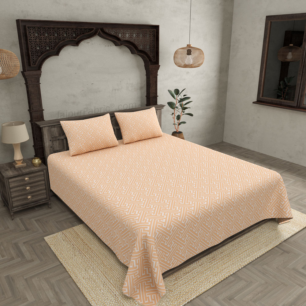 Maze Illusive Creamy Peach  King Size BedSheet