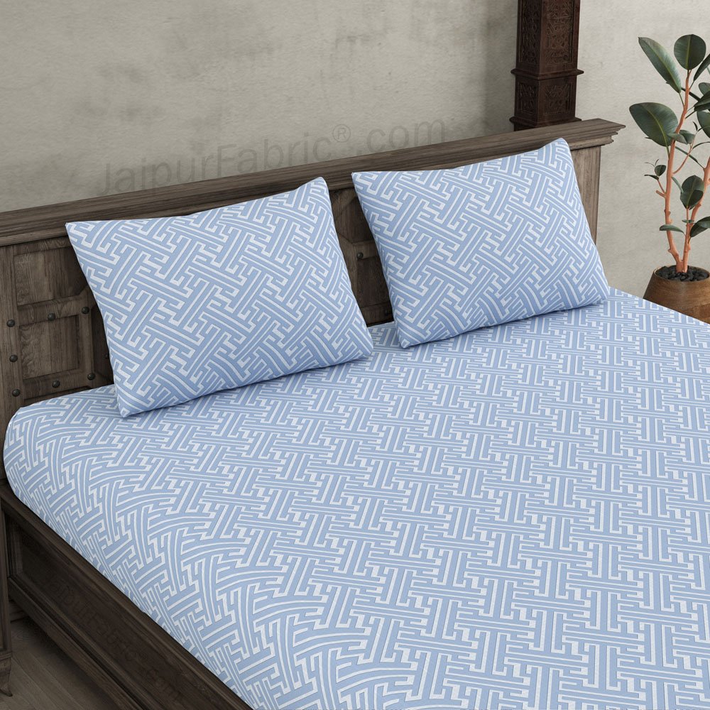 Maze Illusive Blue  King Size BedSheet