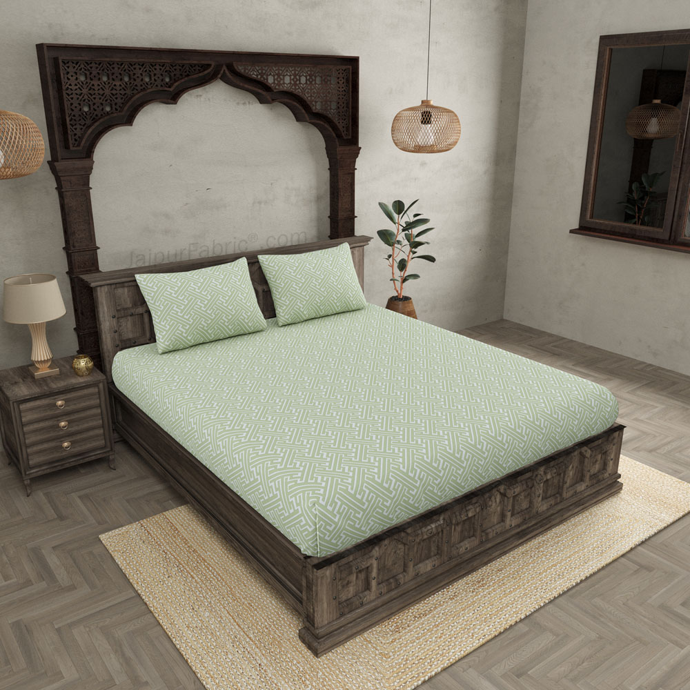 Maze Illusive Green  King Size BedSheet