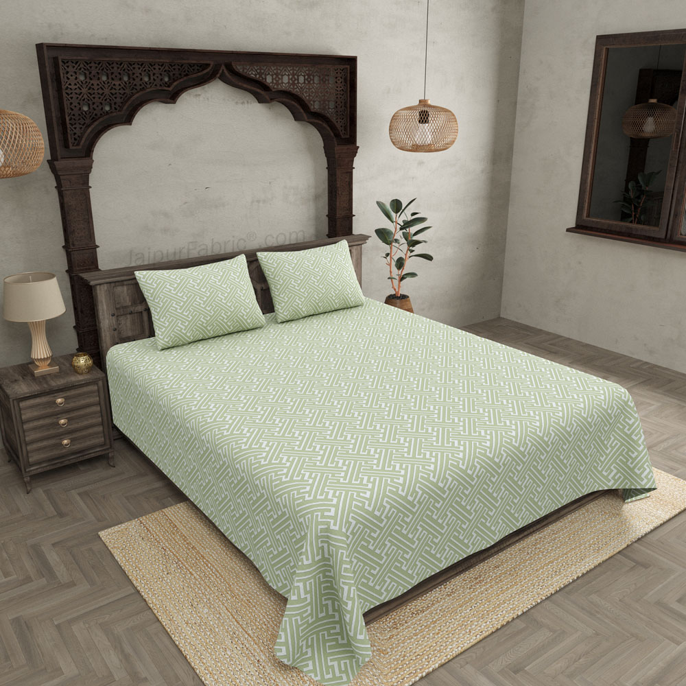 Maze Illusive Green  King Size BedSheet