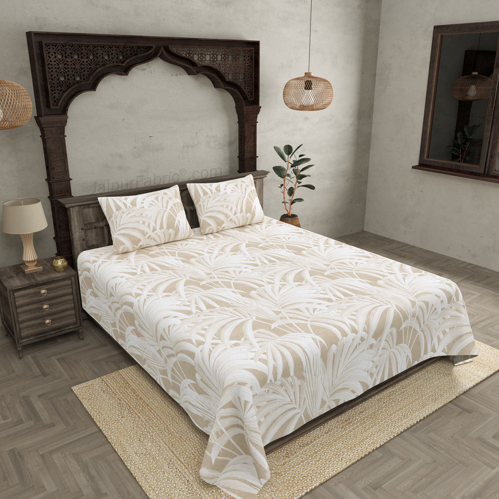 Royal Fern Beige King Size BedSheet