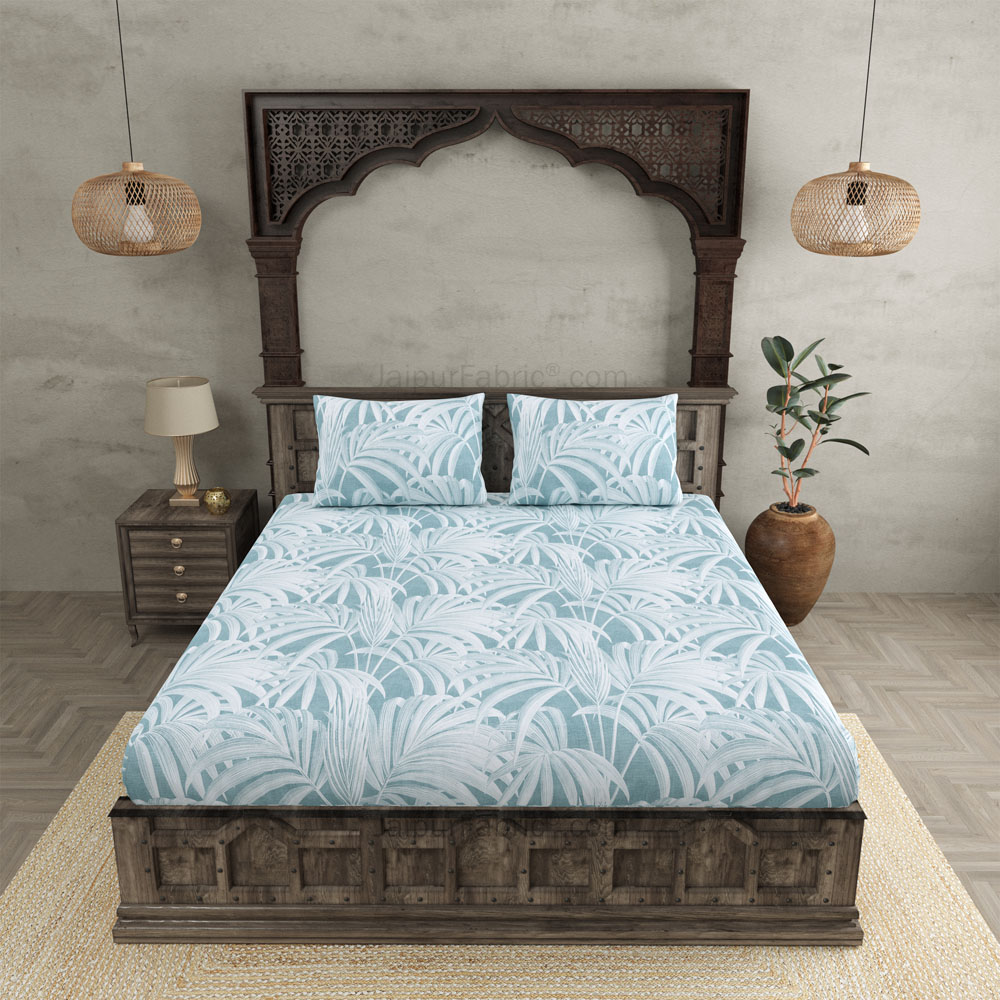 Royal Fern Blue King Size BedSheet